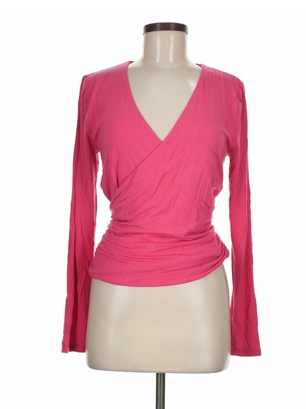 J. Crew Hot Pink Wrap-Style Long Sleeve Top